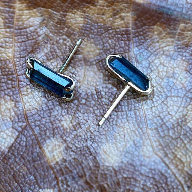 14k Blue Tourmaline Studs - Mettle by Abby