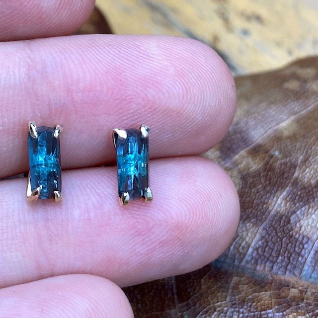 14k Blue Tourmaline Studs - Mettle by Abby