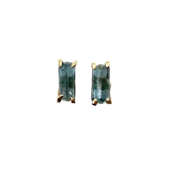 14k Blue Tourmaline Studs - Mettle by Abby