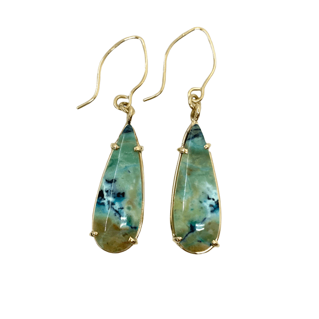 14k Blue Wood Opal Earrings - Mettle by Abby