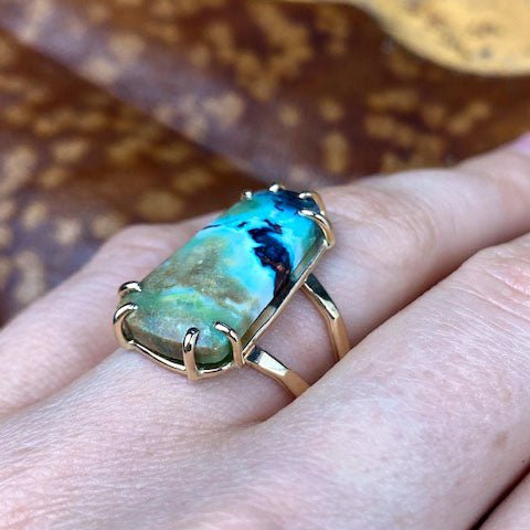 14k Blue Wood Opal Ring - Mettle by Abby