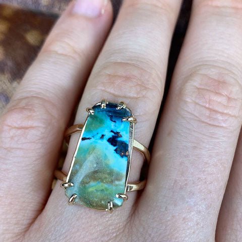 14k Blue Wood Opal Ring - Mettle by Abby
