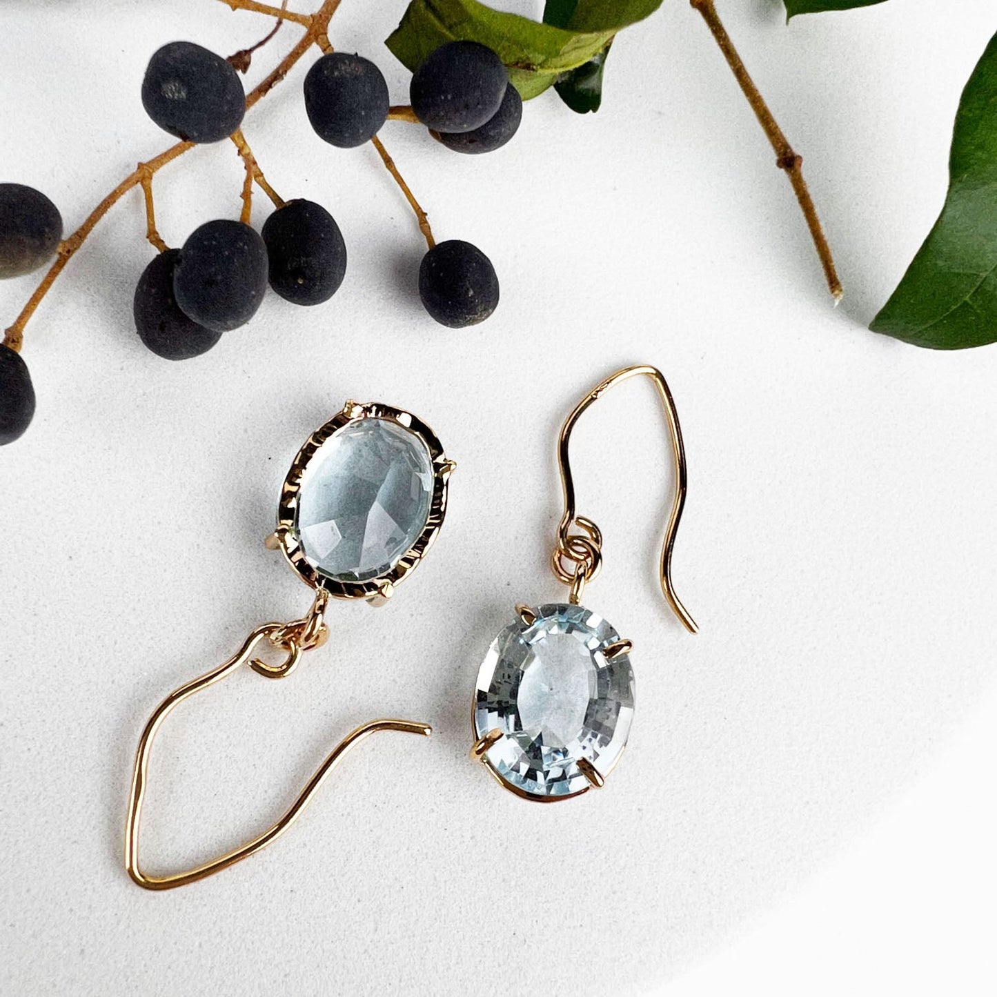 14k Daylight Blue Sky Topaz Earrings - Mettle by Abby