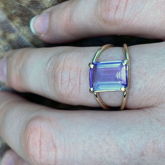 14k Emerald Cut Amethyst Ring - Mettle by Abby