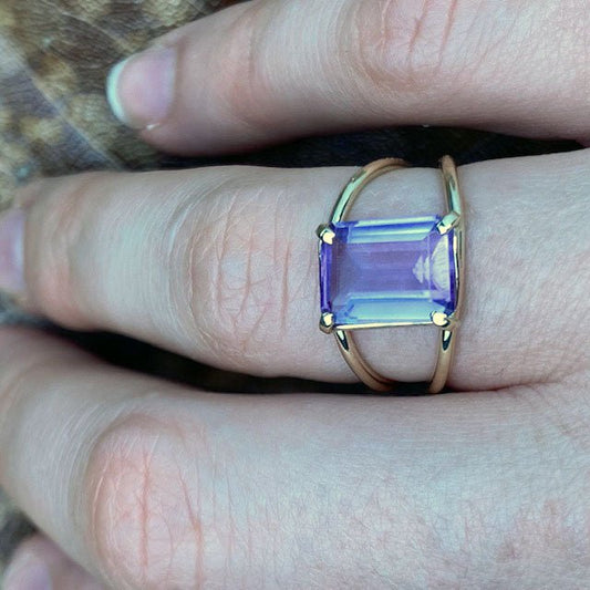 14k Emerald Cut Amethyst Ring - Mettle by Abby