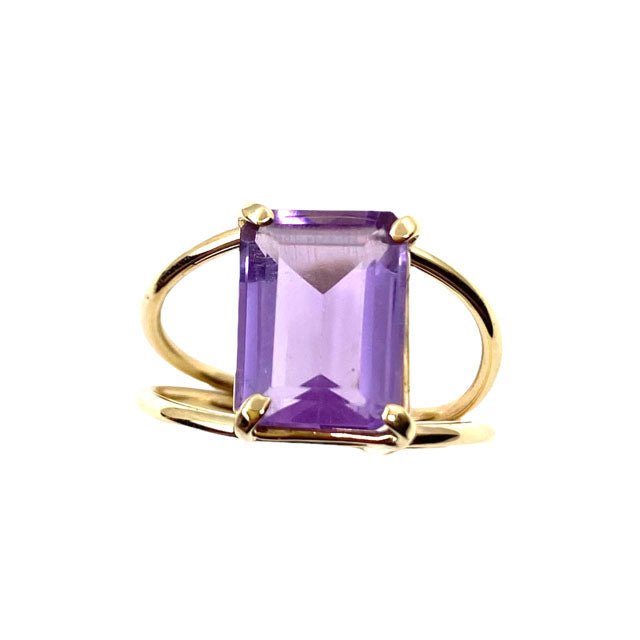 14k Emerald Cut Amethyst Ring - Mettle by Abby