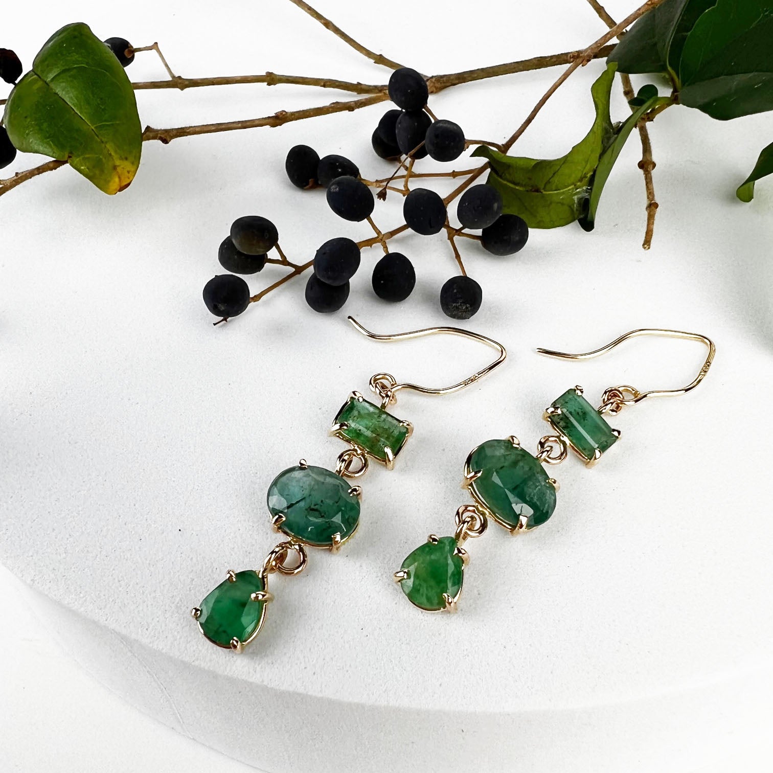 14k Emerald Earrings - Mettle by Abby