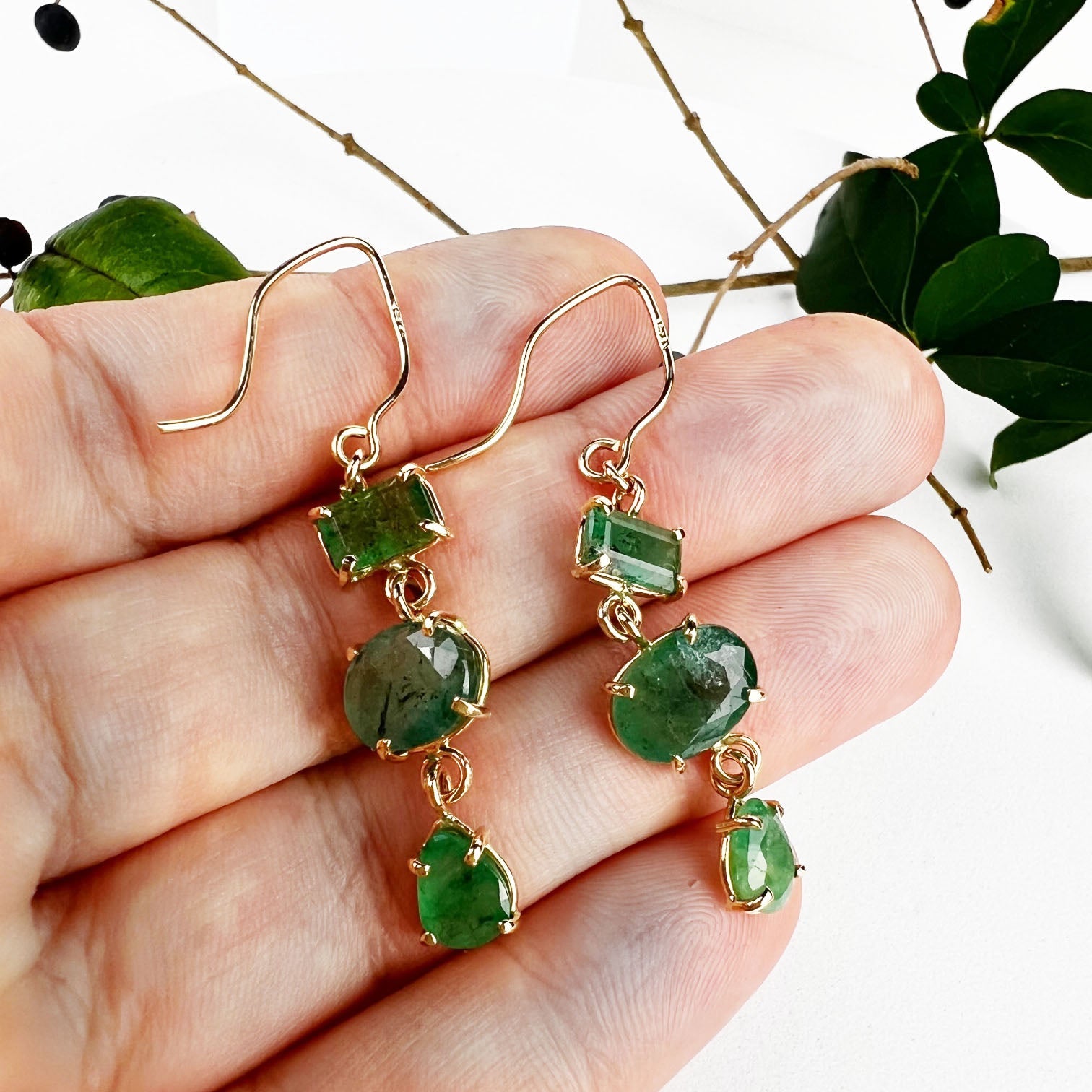 14k Emerald Earrings - Mettle by Abby