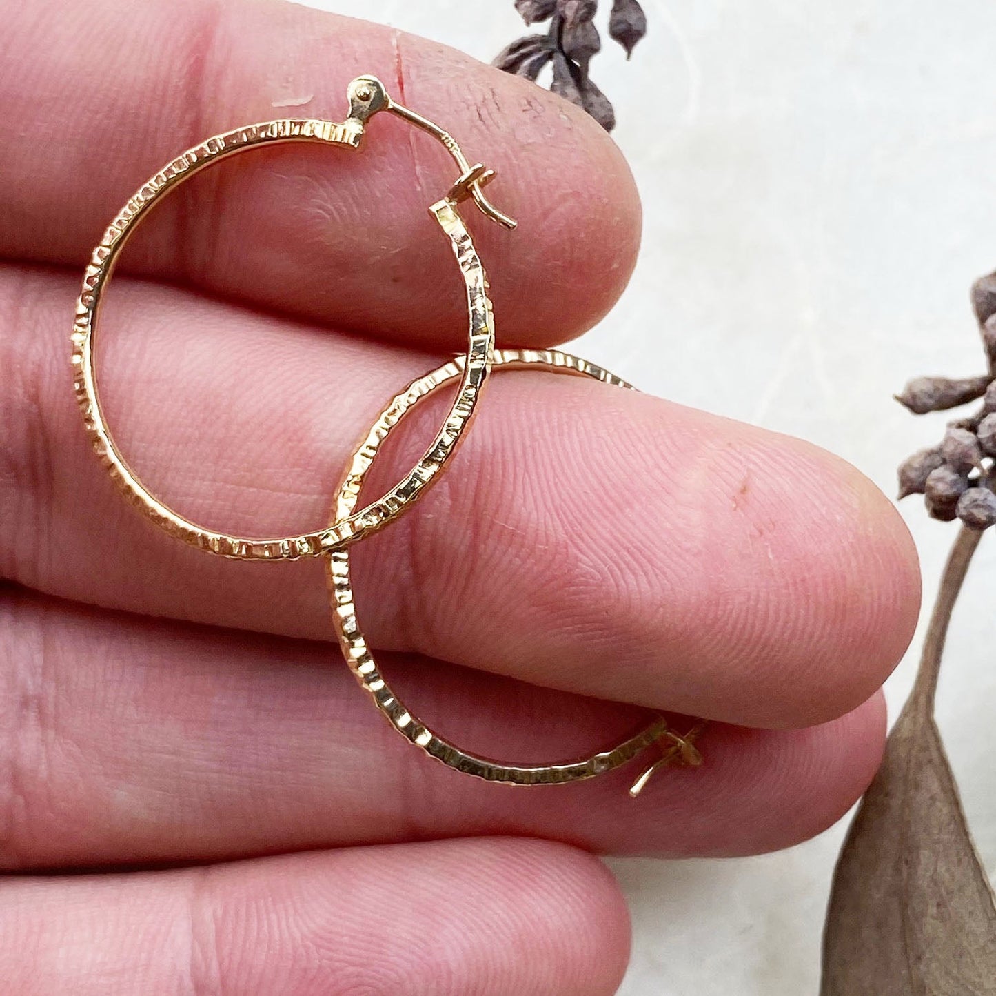 14k Gold Halo Hoops - Mettle by Abby