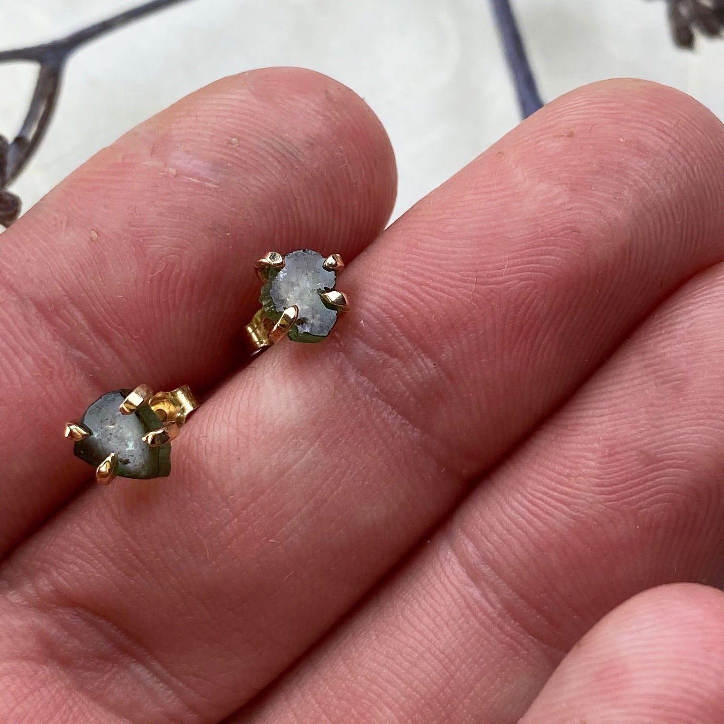 14k Green Watermelon Tourmaline Studs - Mettle by Abby