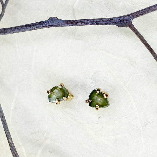 14k Green Watermelon Tourmaline Studs - Mettle by Abby