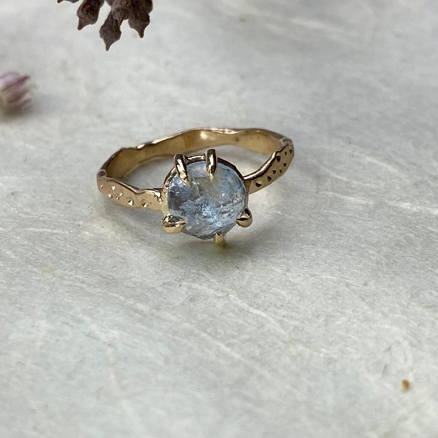 14k Rose Cut Aquamarine Ring - Mettle by Abby