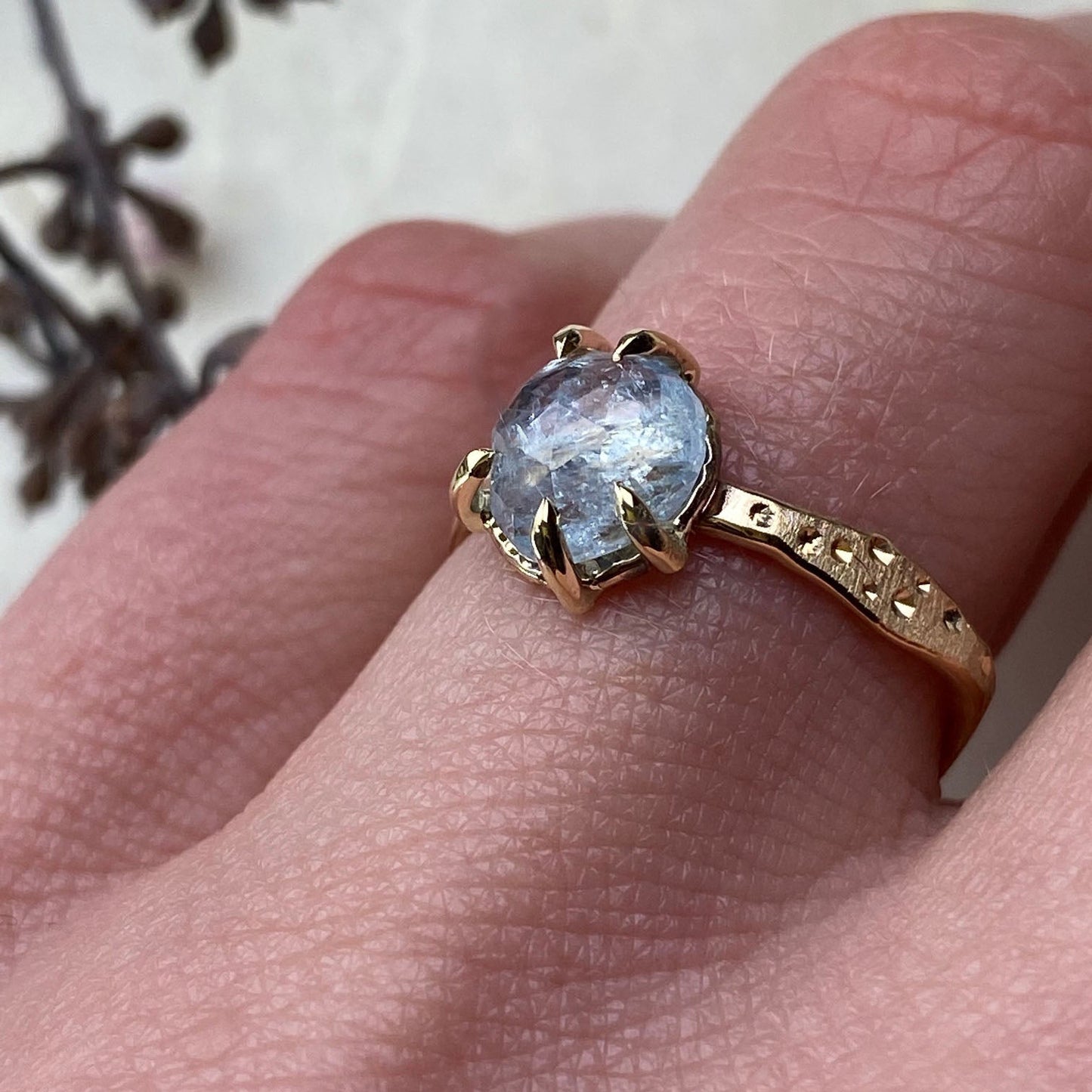 14k Rose Cut Aquamarine Ring - Mettle by Abby