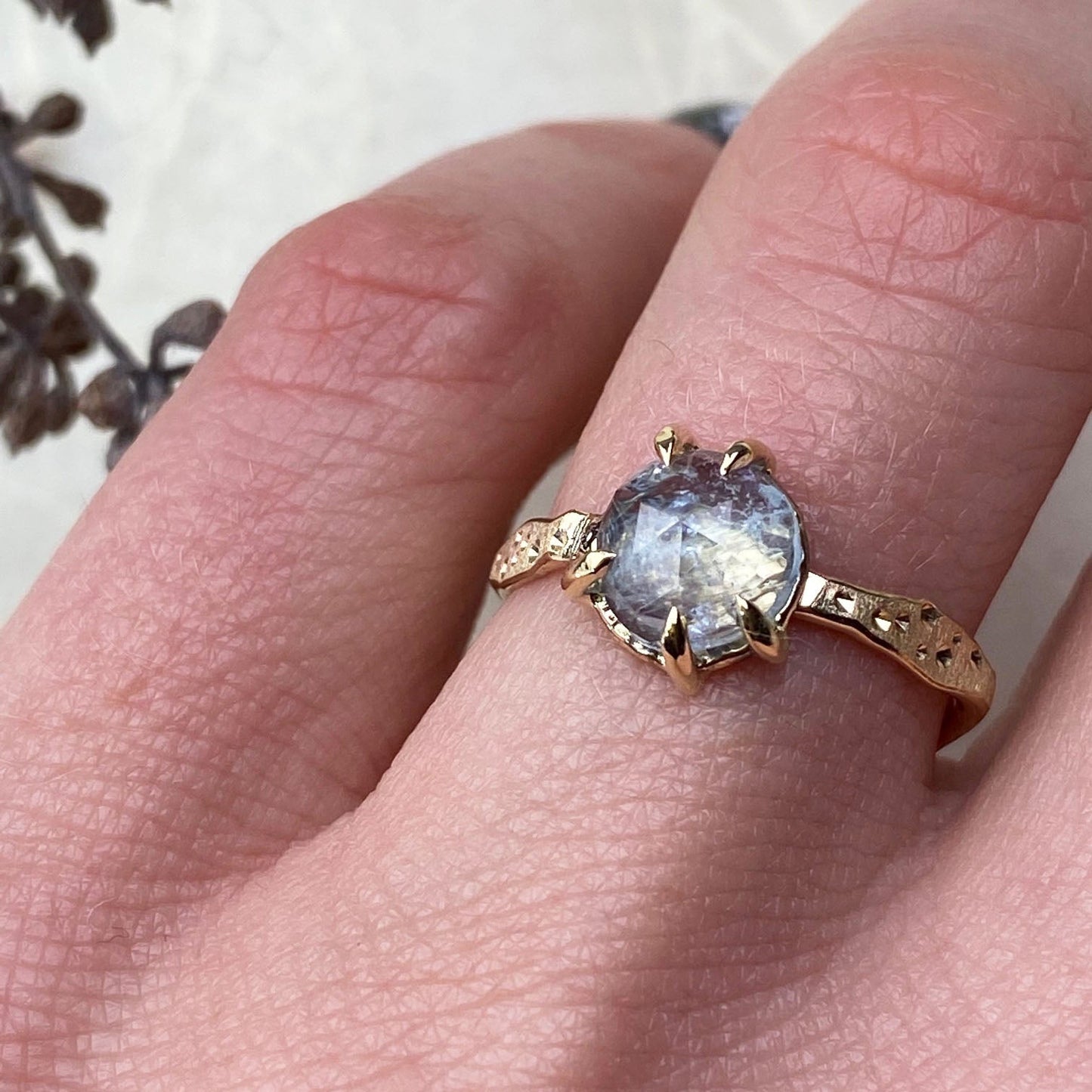 14k Rose Cut Aquamarine Ring - Mettle by Abby