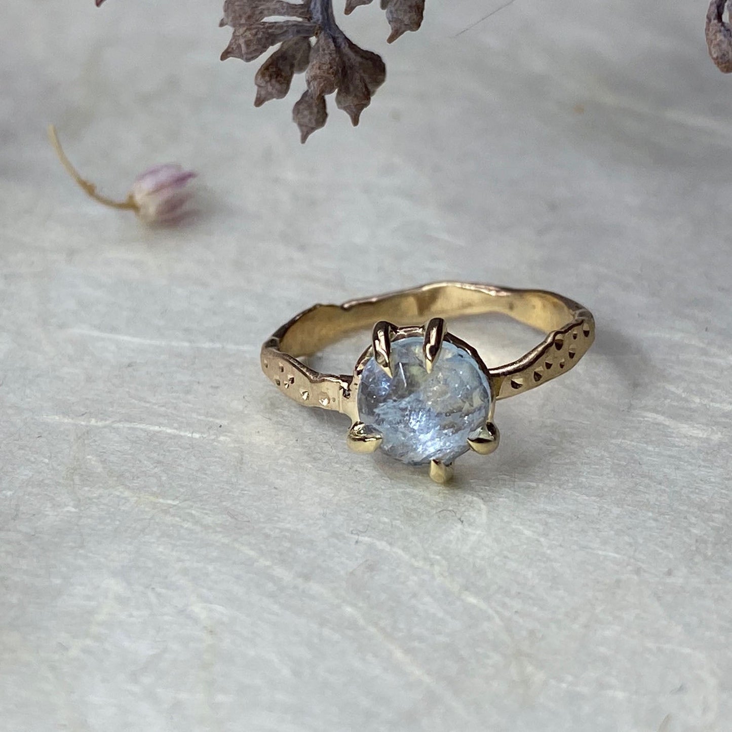 14k Rose Cut Aquamarine Ring - Mettle by Abby
