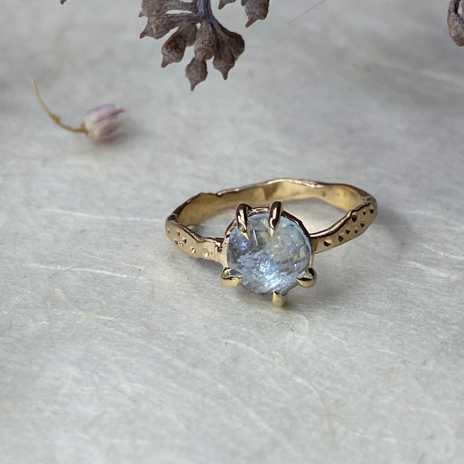 14k Rose Cut Aquamarine Ring - Mettle by Abby