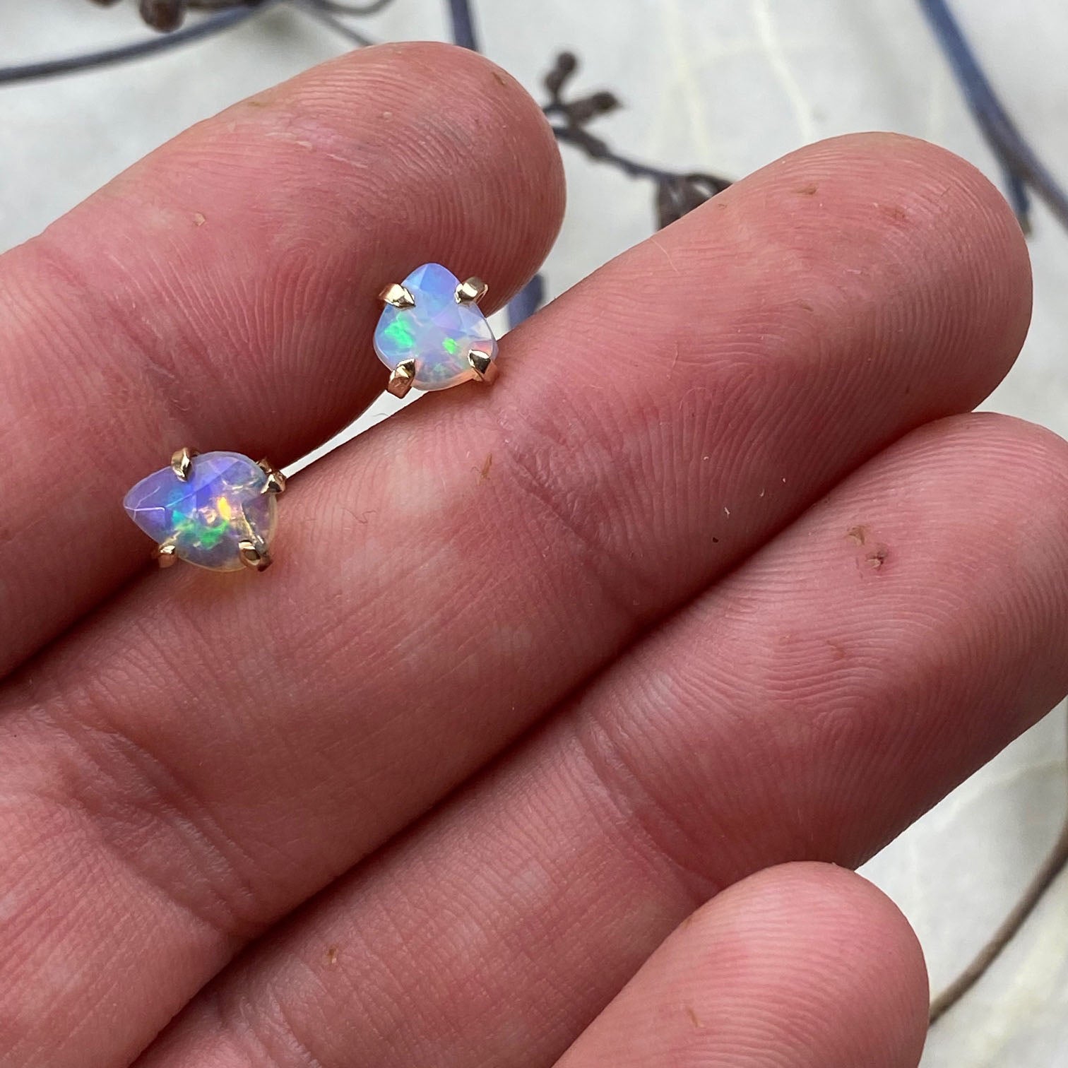 14k Rose Cut Opal Studs - Mettle by Abby