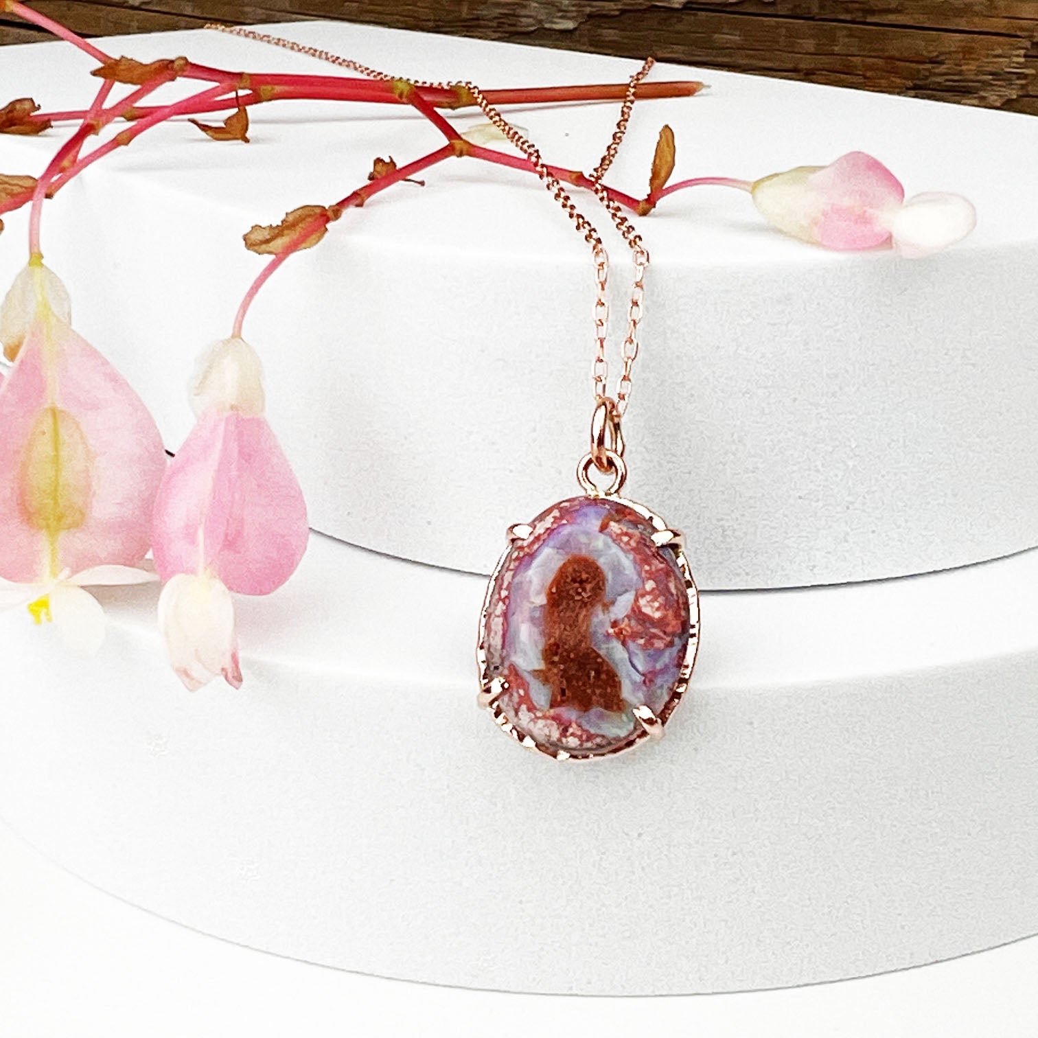 14k Rose Gold Boulder Opal Necklace - Mettle by Abby