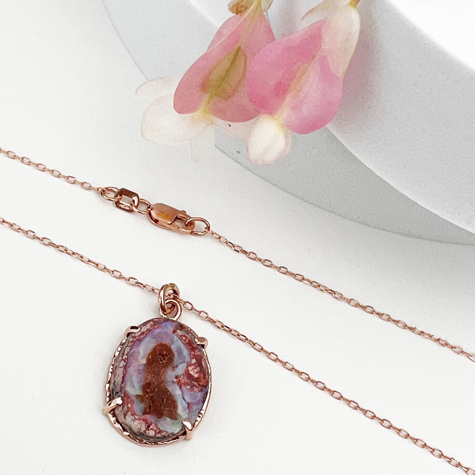 14k Rose Gold Boulder Opal Necklace - Mettle by Abby