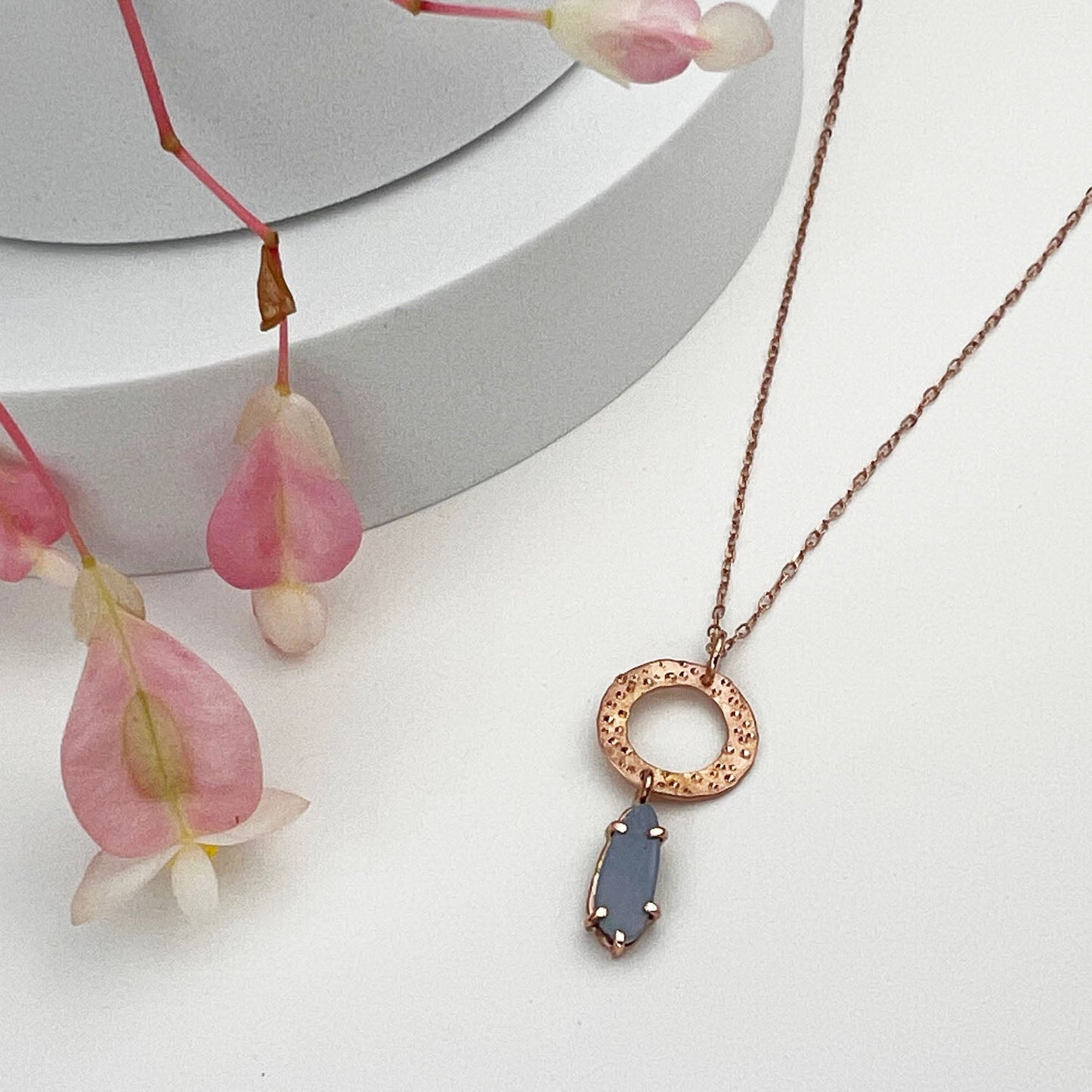 14k Rose Gold Dainty Opal Necklace - Mettle by Abby