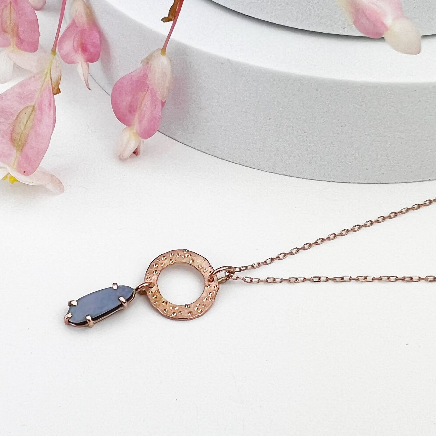 14k Rose Gold Dainty Opal Necklace - Mettle by Abby