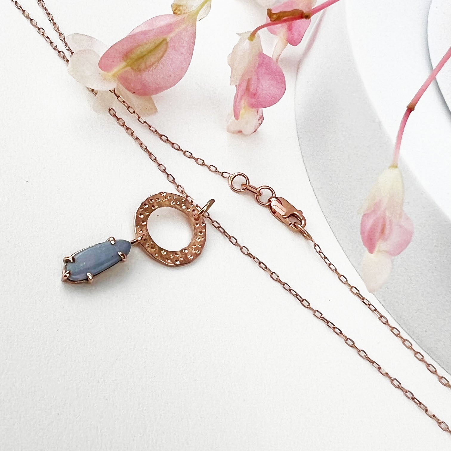 14k Rose Gold Dainty Opal Necklace - Mettle by Abby
