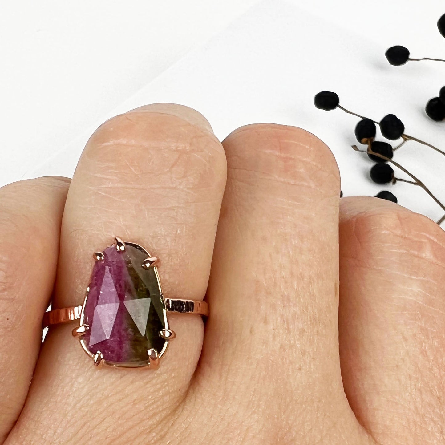 14k Rose Watermelon Tourmaline Ring - Mettle by Abby