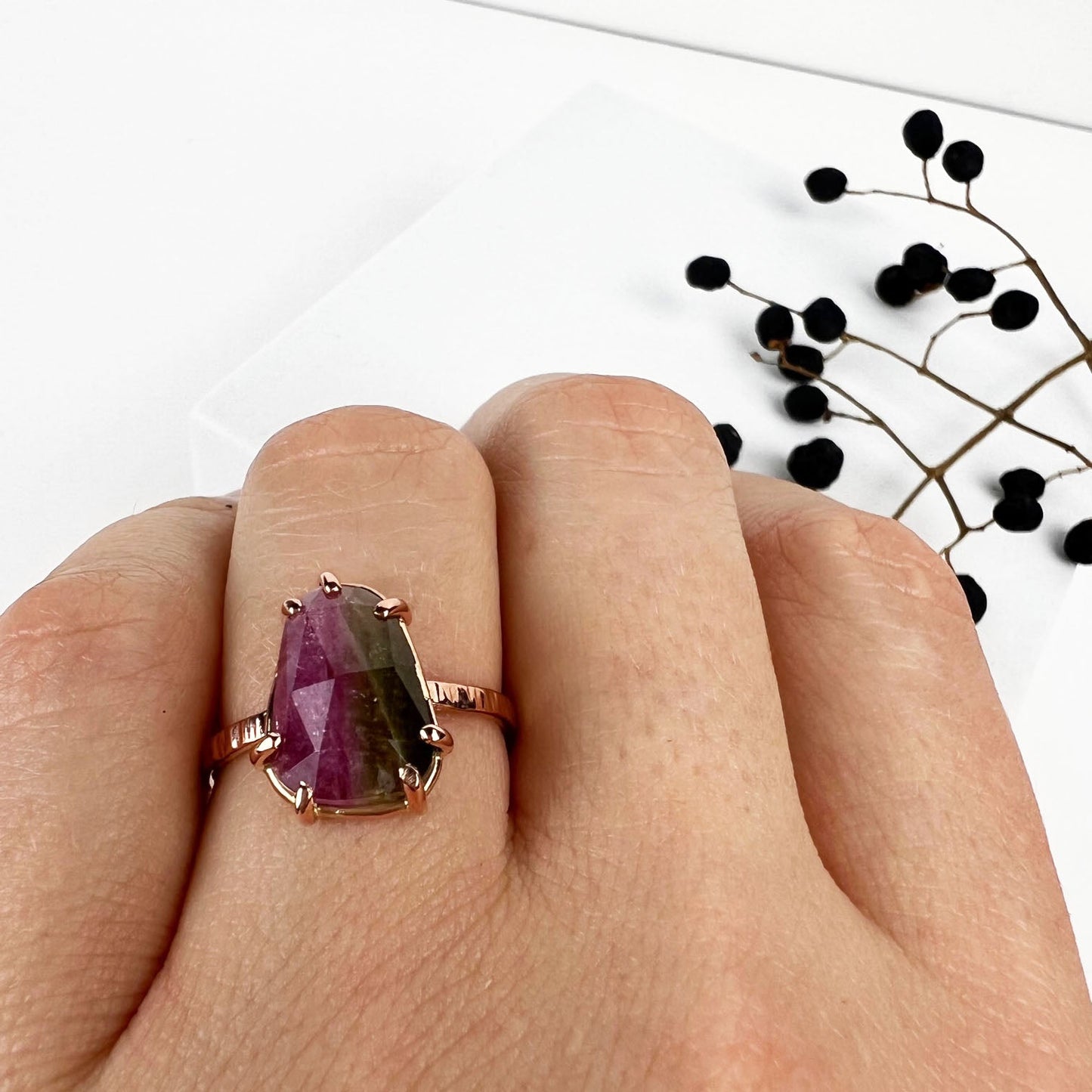 14k Rose Watermelon Tourmaline Ring - Mettle by Abby
