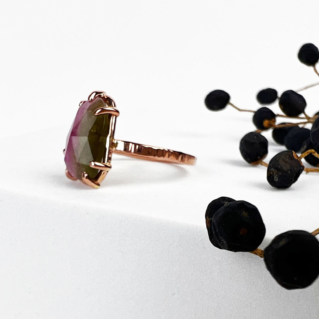 14k Rose Watermelon Tourmaline Ring - Mettle by Abby