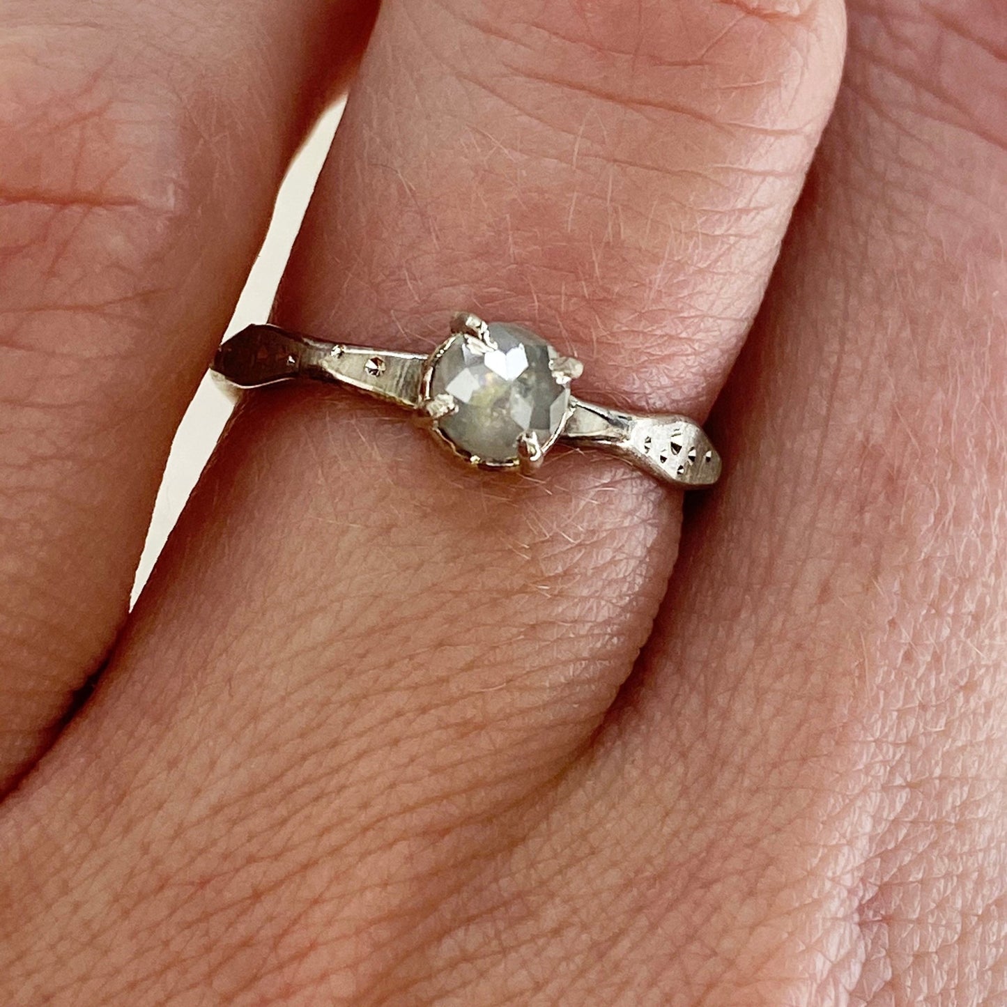 14k Tri Gold Rose Cut Diamond Ring Stackers - Mettle by Abby