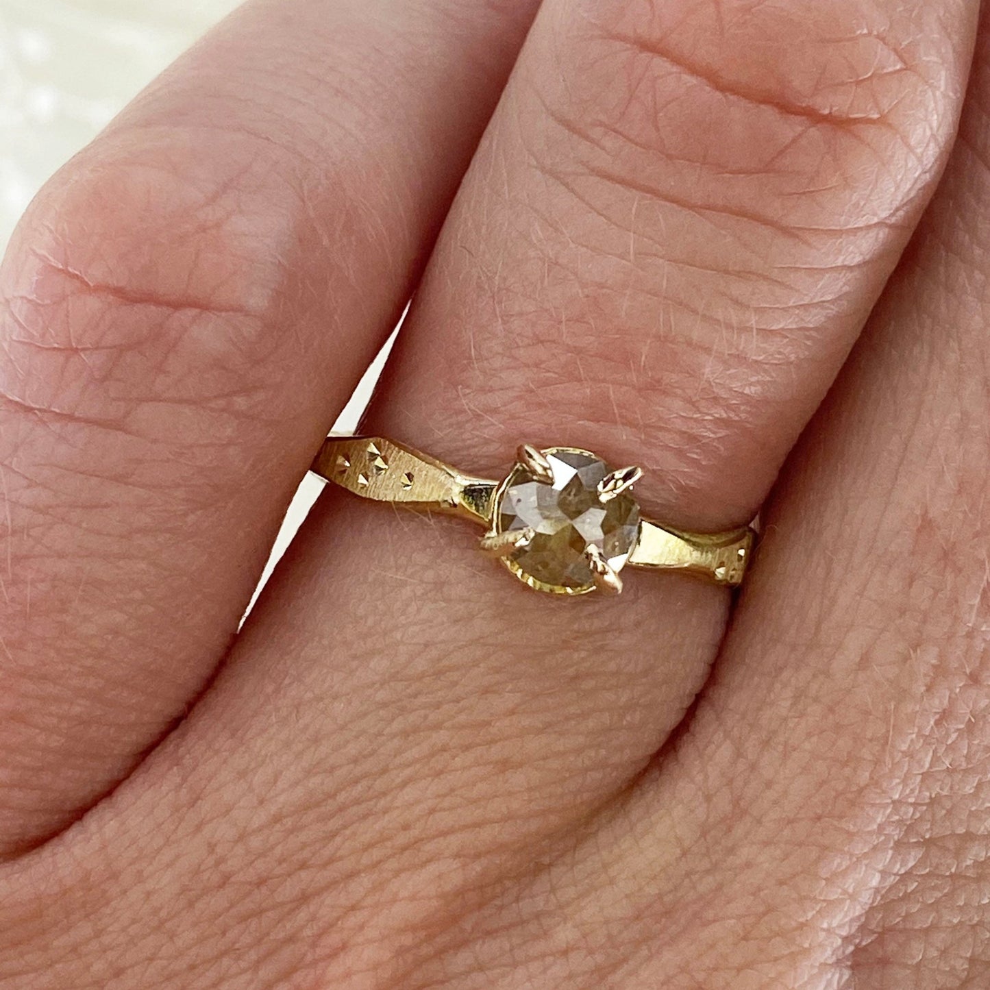 14k Tri Gold Rose Cut Diamond Ring Stackers - Mettle by Abby