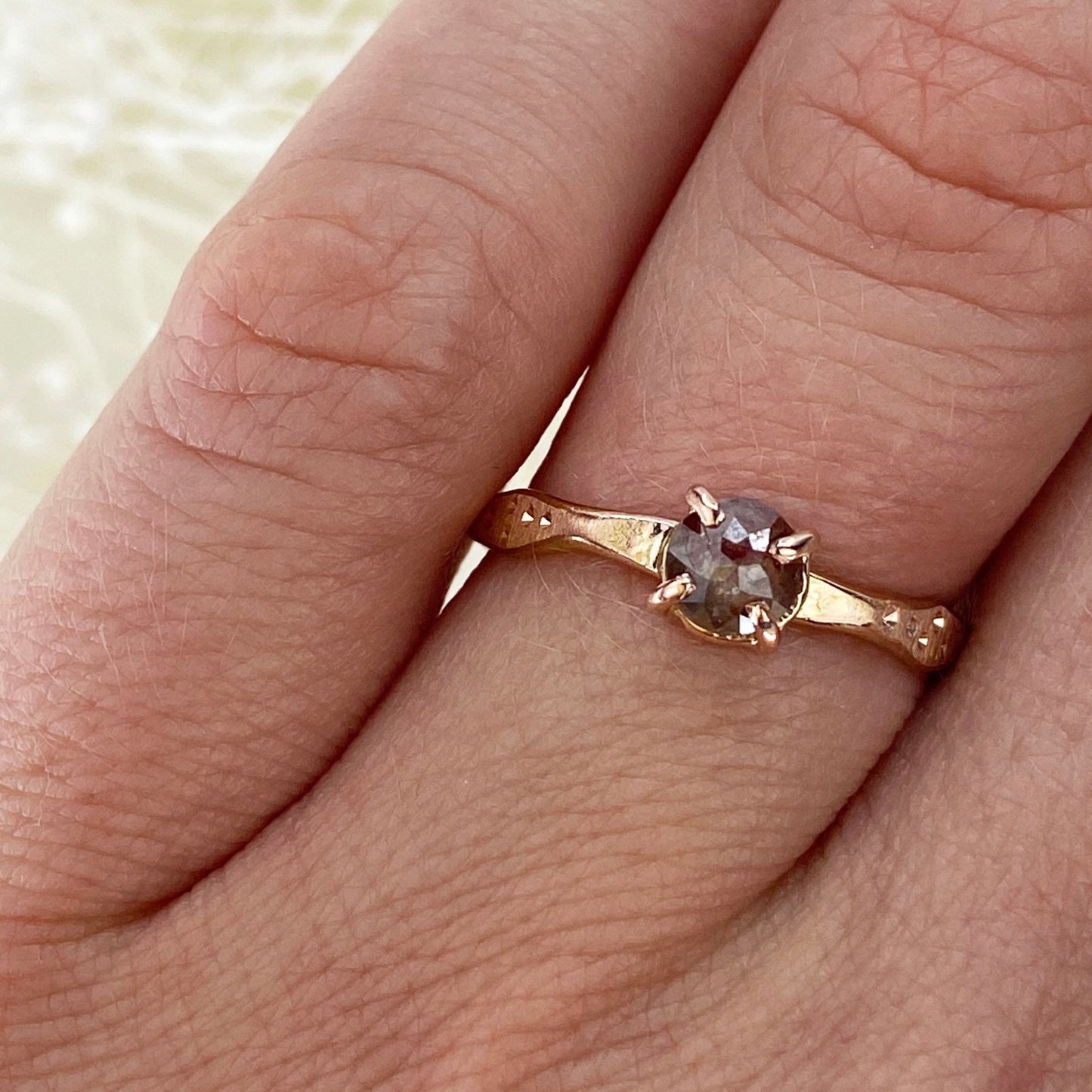 14k Tri Gold Rose Cut Diamond Ring Stackers - Mettle by Abby