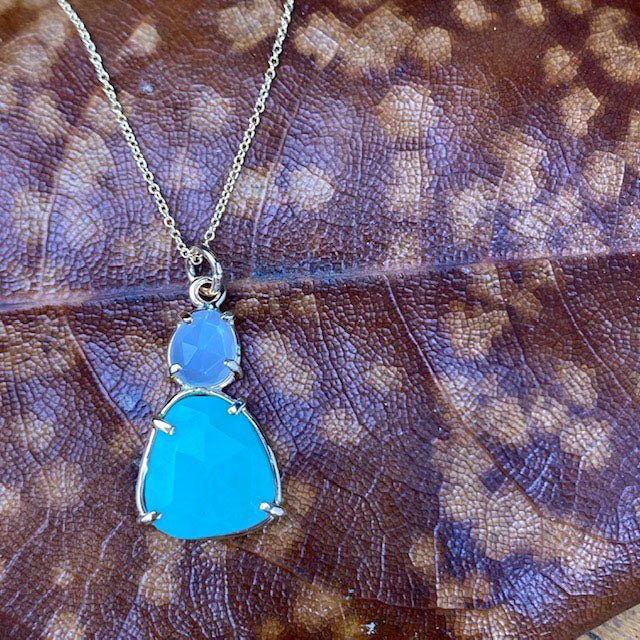 14k Turquoise and Moonstone Pendant - Mettle by Abby