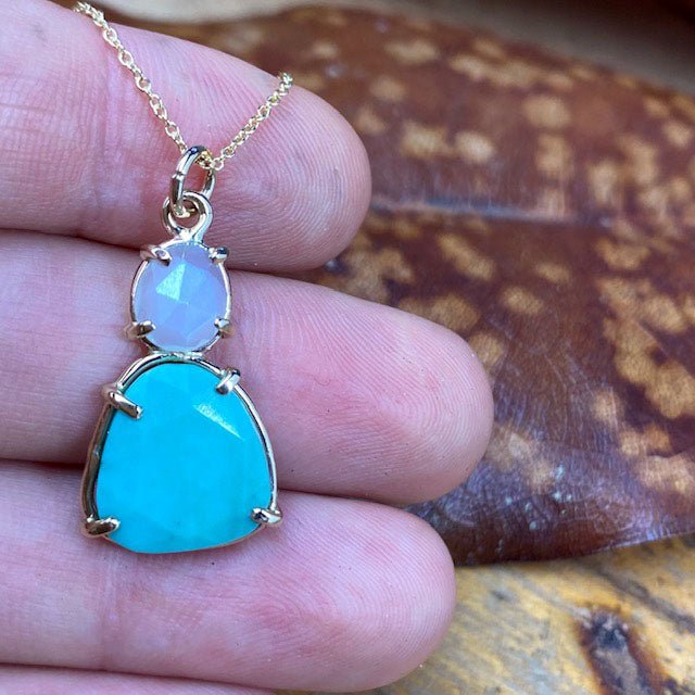 14k Turquoise and Moonstone Pendant - Mettle by Abby