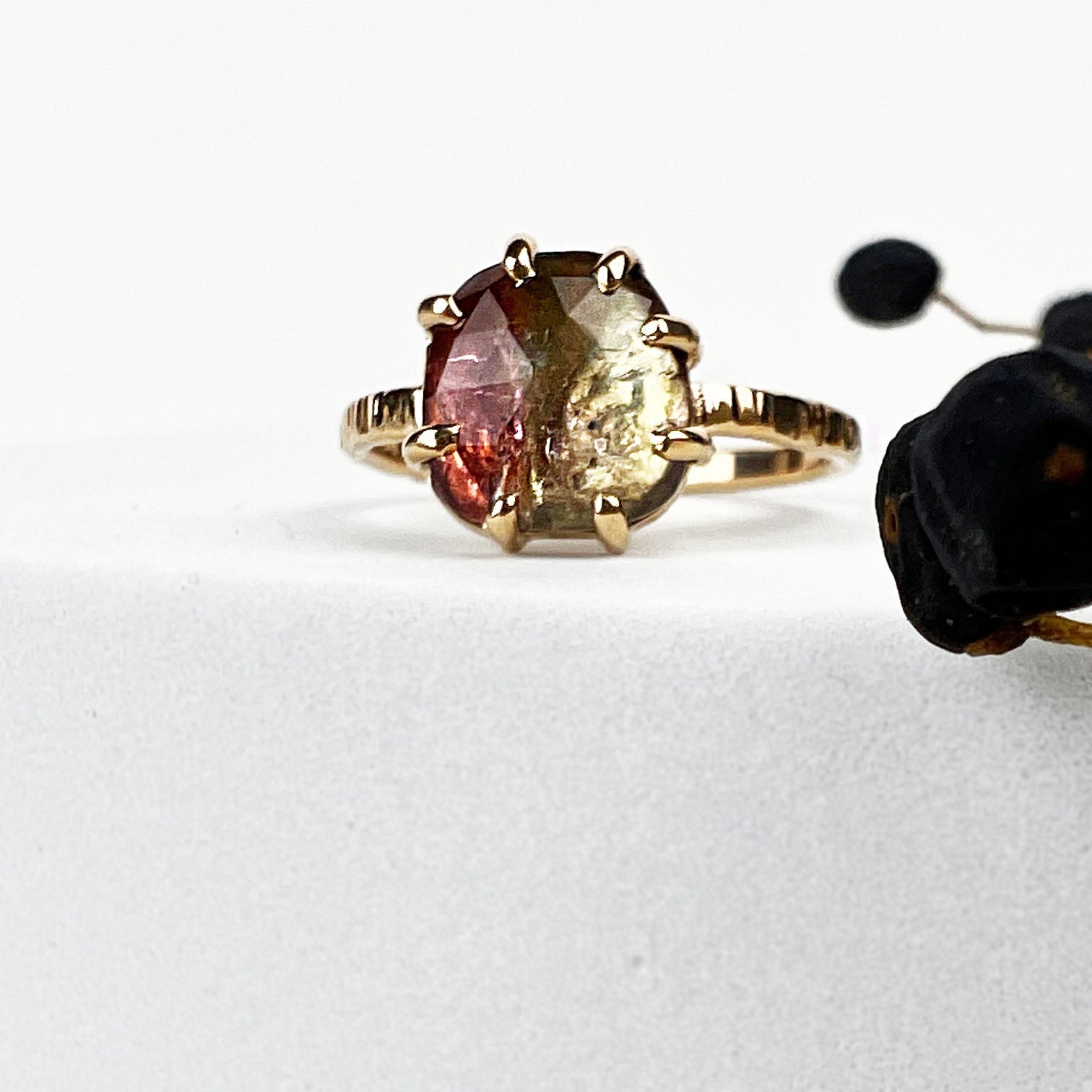14k Yellow Watermelon Tourmaline Ring - Mettle by Abby