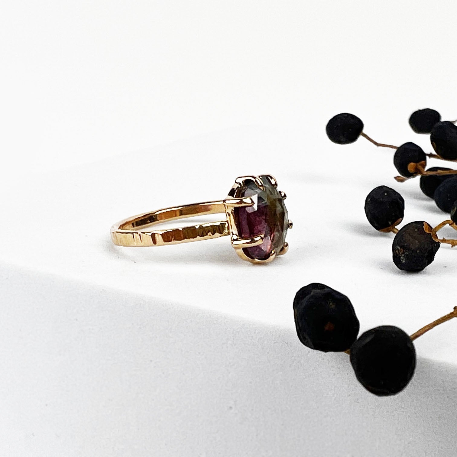 14k Yellow Watermelon Tourmaline Ring - Mettle by Abby