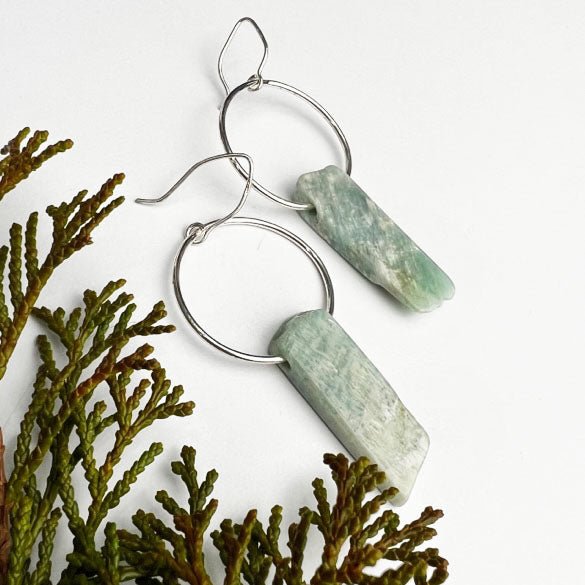 Amazonite Hoop Earrings - Mettle by Abby