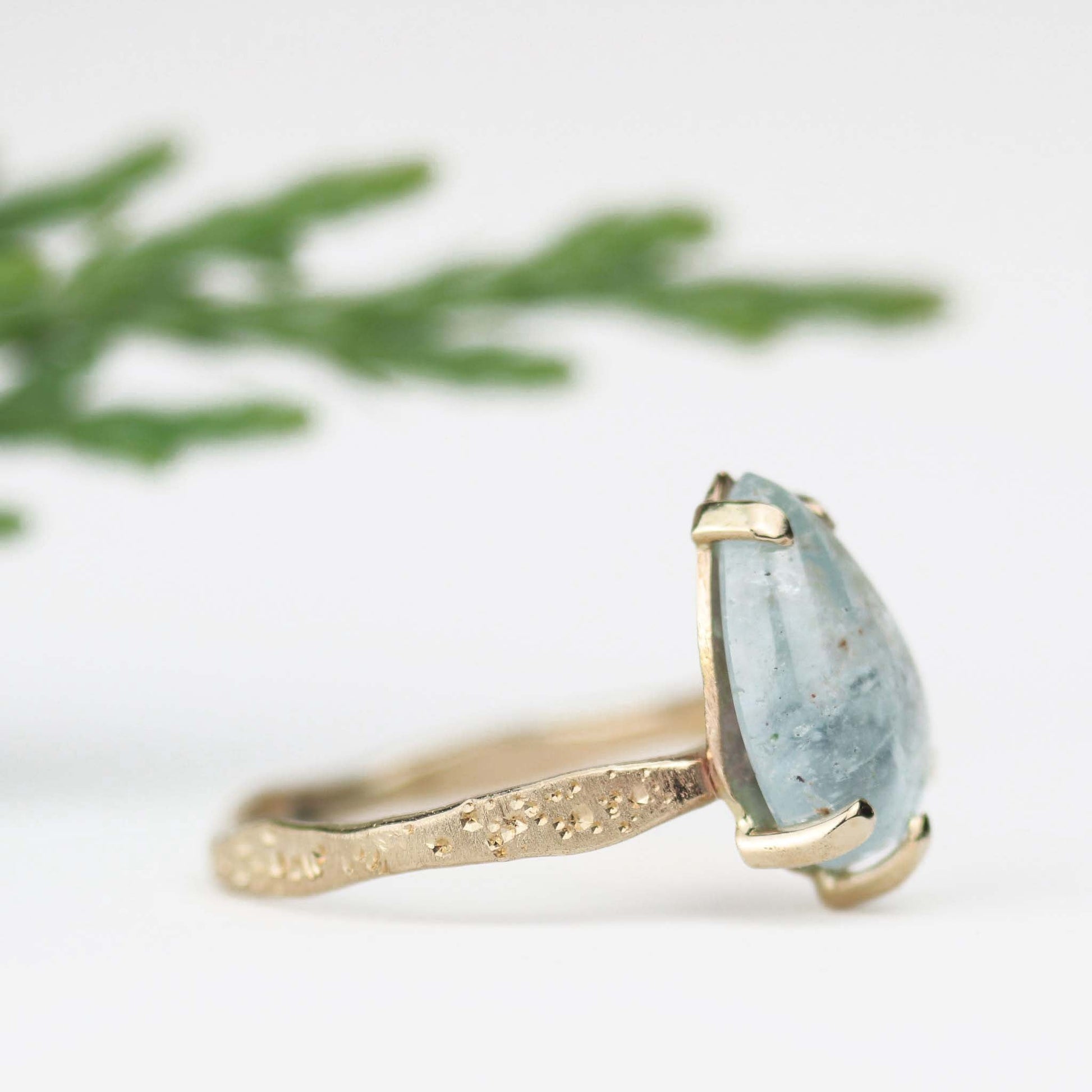 Aquamarine Stardust Ring 14k Yellow Gold - Mettle by Abby