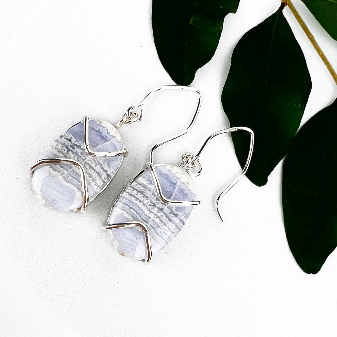 Blue Lace Point Earrings - Mettle by Abby