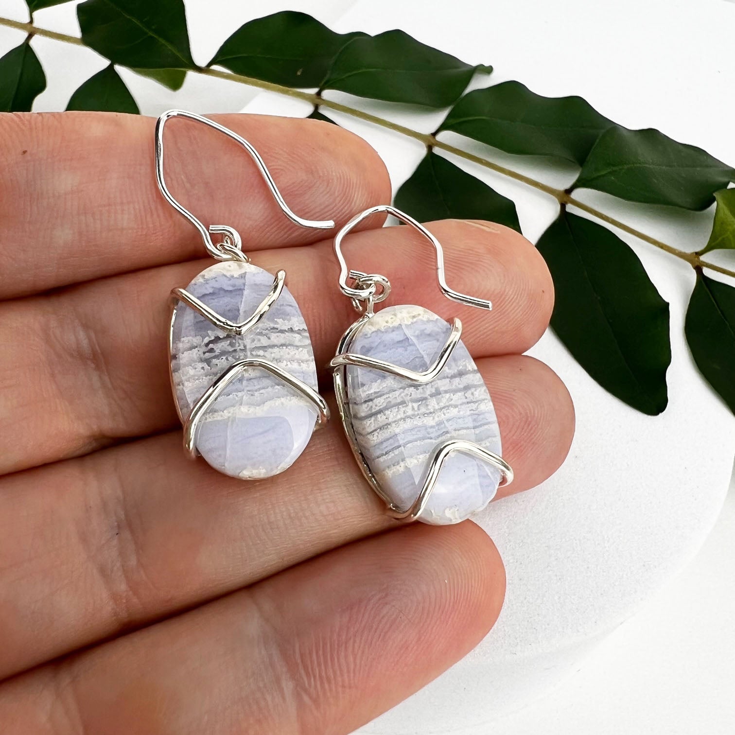 Blue Lace Point Earrings - Mettle by Abby