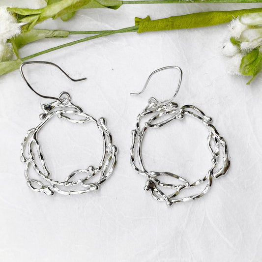Bright White Wreath Earrings - Mettle by Abby