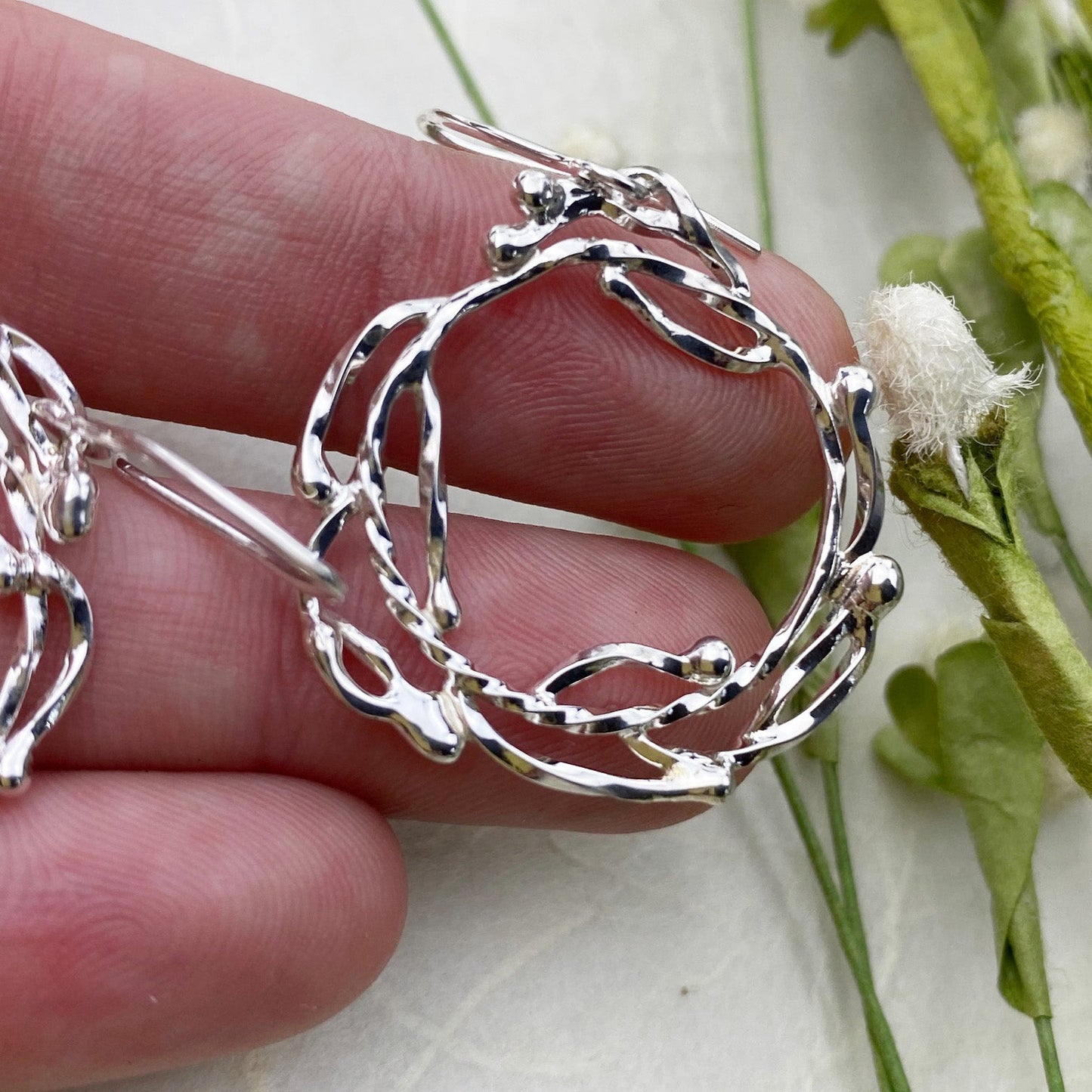 Bright White Wreath Earrings - Mettle by Abby