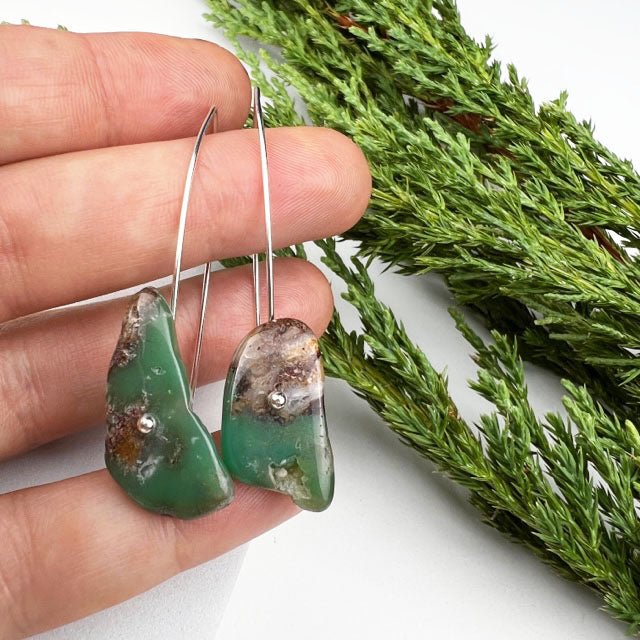Chrysoprase Thread Earrings - Mettle by Abby