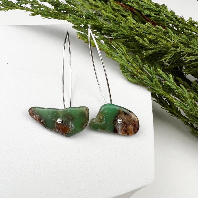 Chrysoprase Thread Earrings - Mettle by Abby