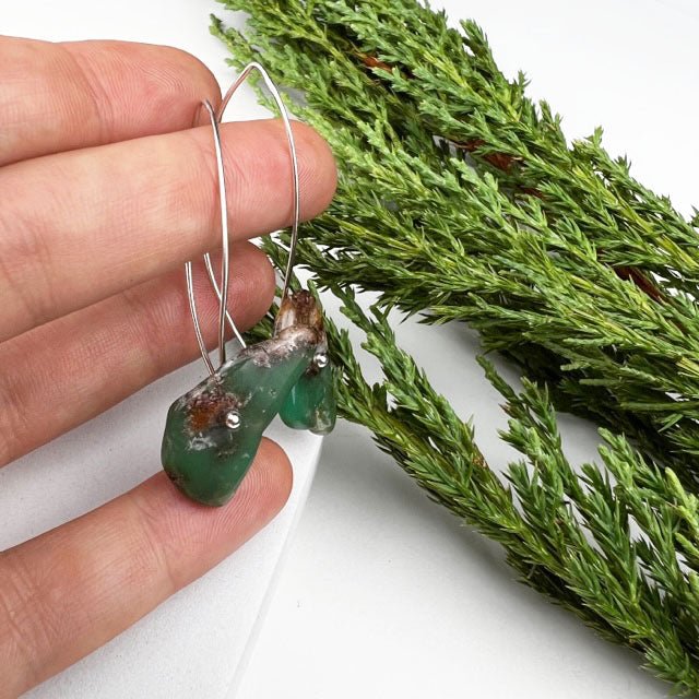 Chrysoprase Thread Earrings - Mettle by Abby