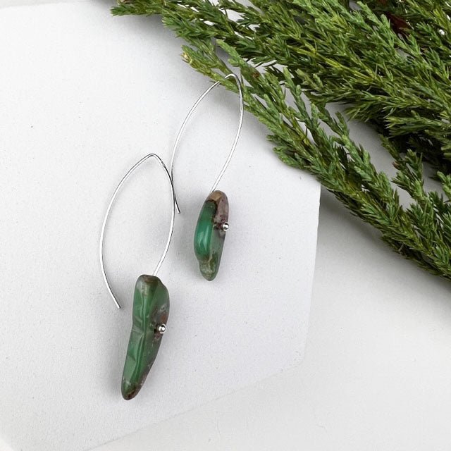 Chrysoprase Thread Earrings - Mettle by Abby