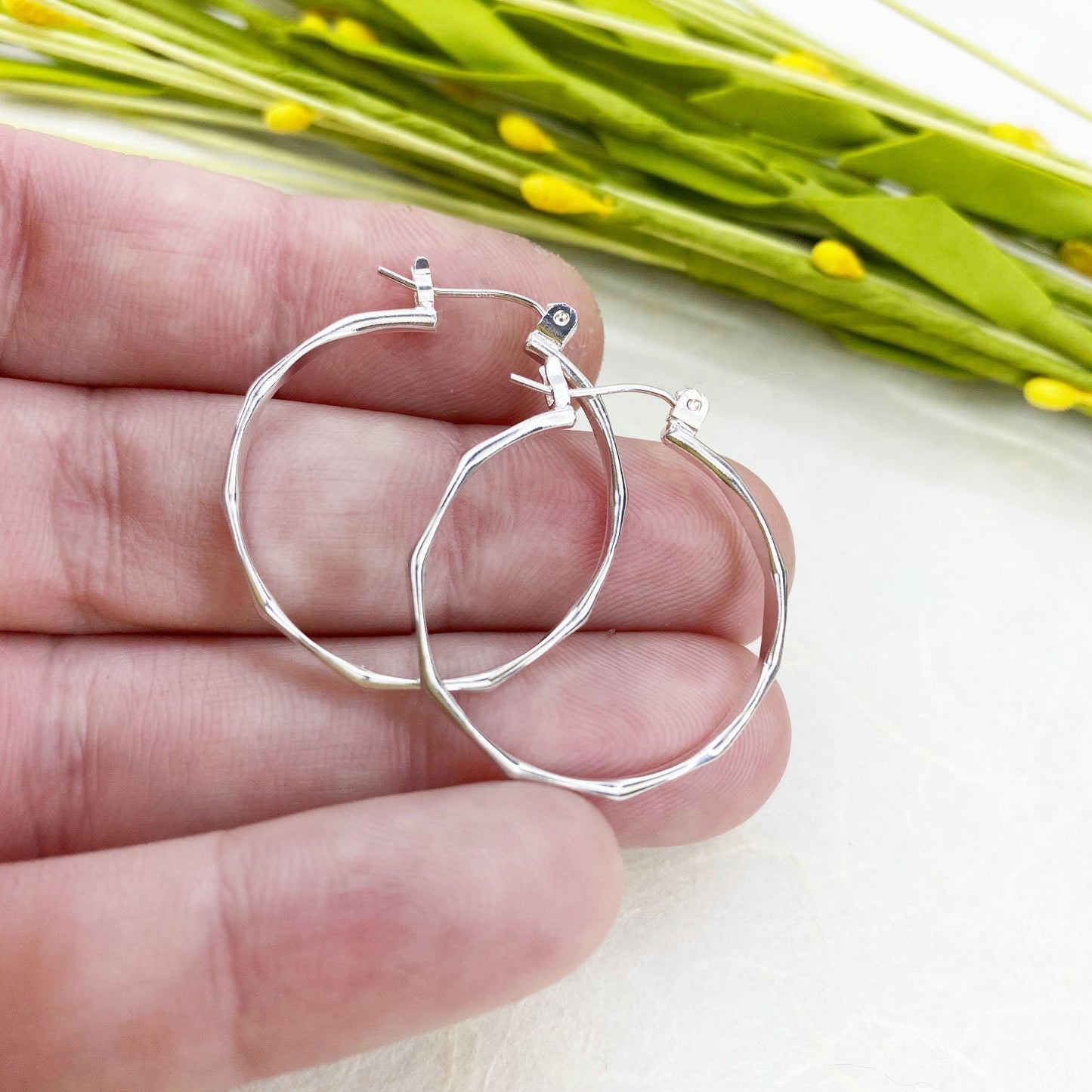 Facet Silver Hoops - Mettle by Abby