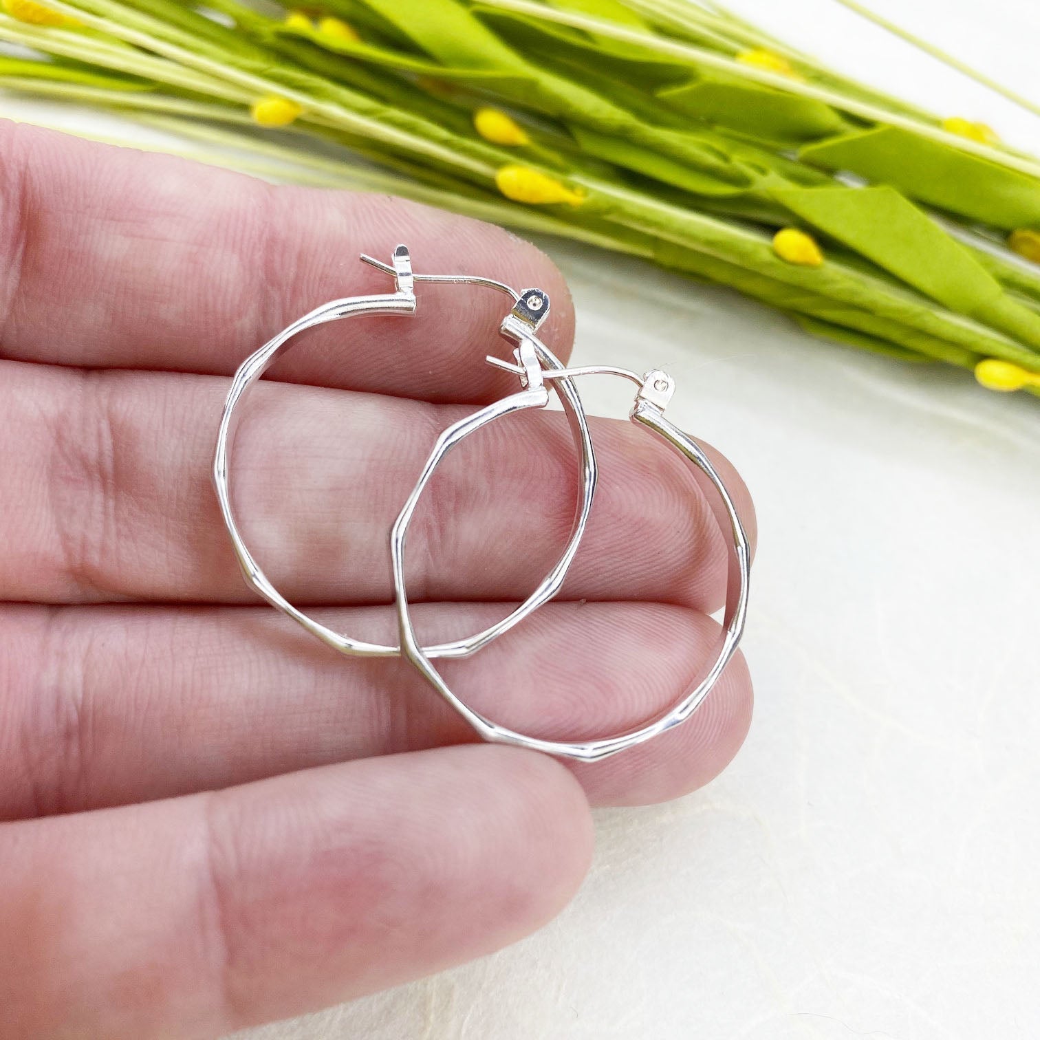 Facet Silver Hoops - Mettle by Abby