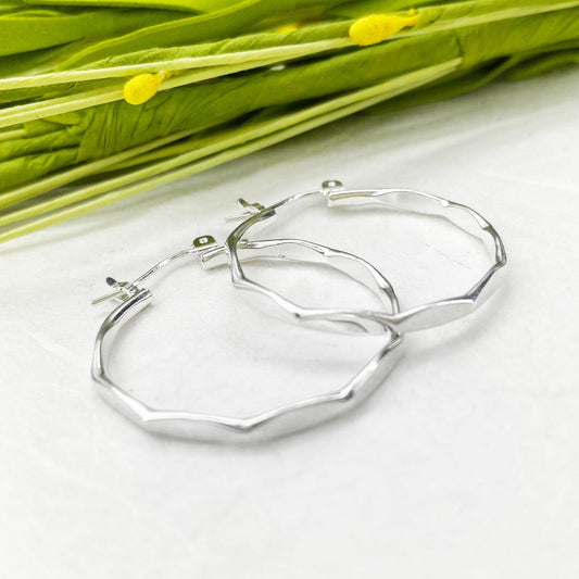 Facet Silver Hoops - Mettle by Abby