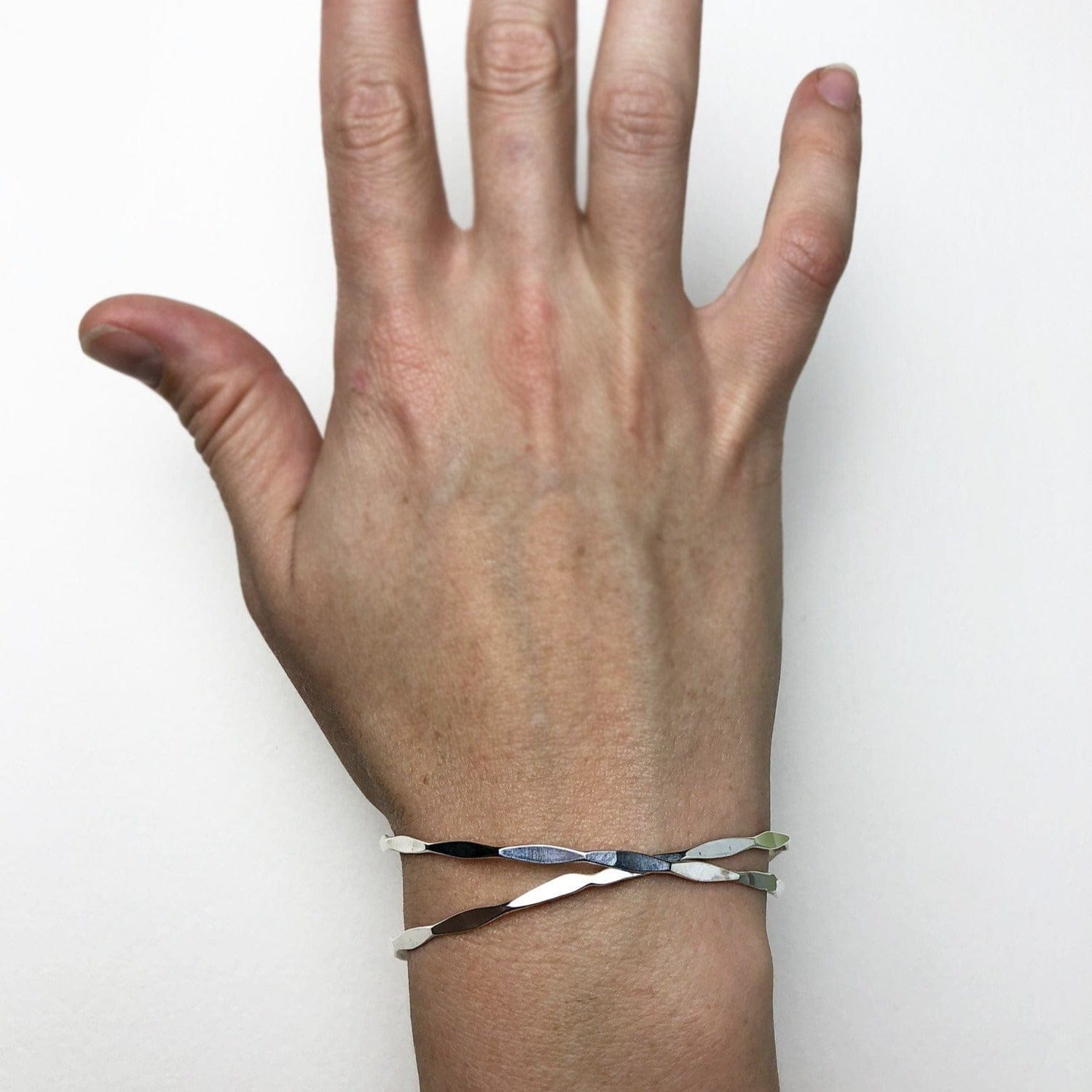 Faceted Interlinked Silver Bangles - Mettle by Abby